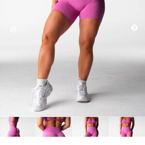 NVGTN Women's Vibrant Pink shorts and flared leggings bundle